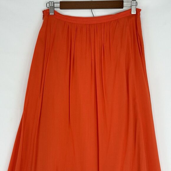 Ann Taylor Loft Pleated Long Maxi Skirt Orange Size 4 Lined - Picture 13 of 16